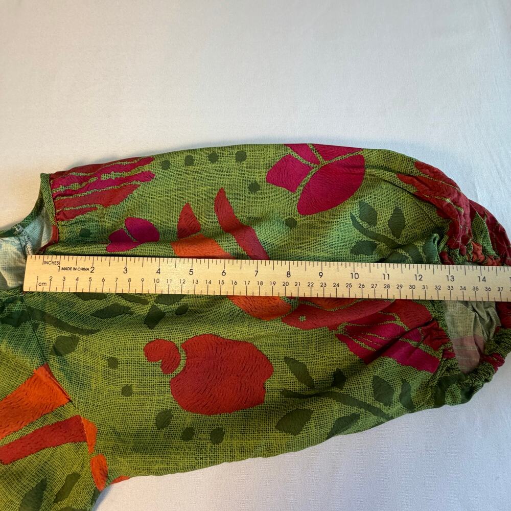 Vintage FARM Rio Dress Small Brazil Folk Floral Puff Sleeve rare pre-Anthro era - Picture 6 of 8